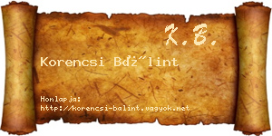 Korencsi Bálint névjegykártya