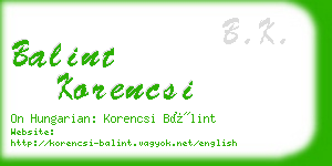balint korencsi business card